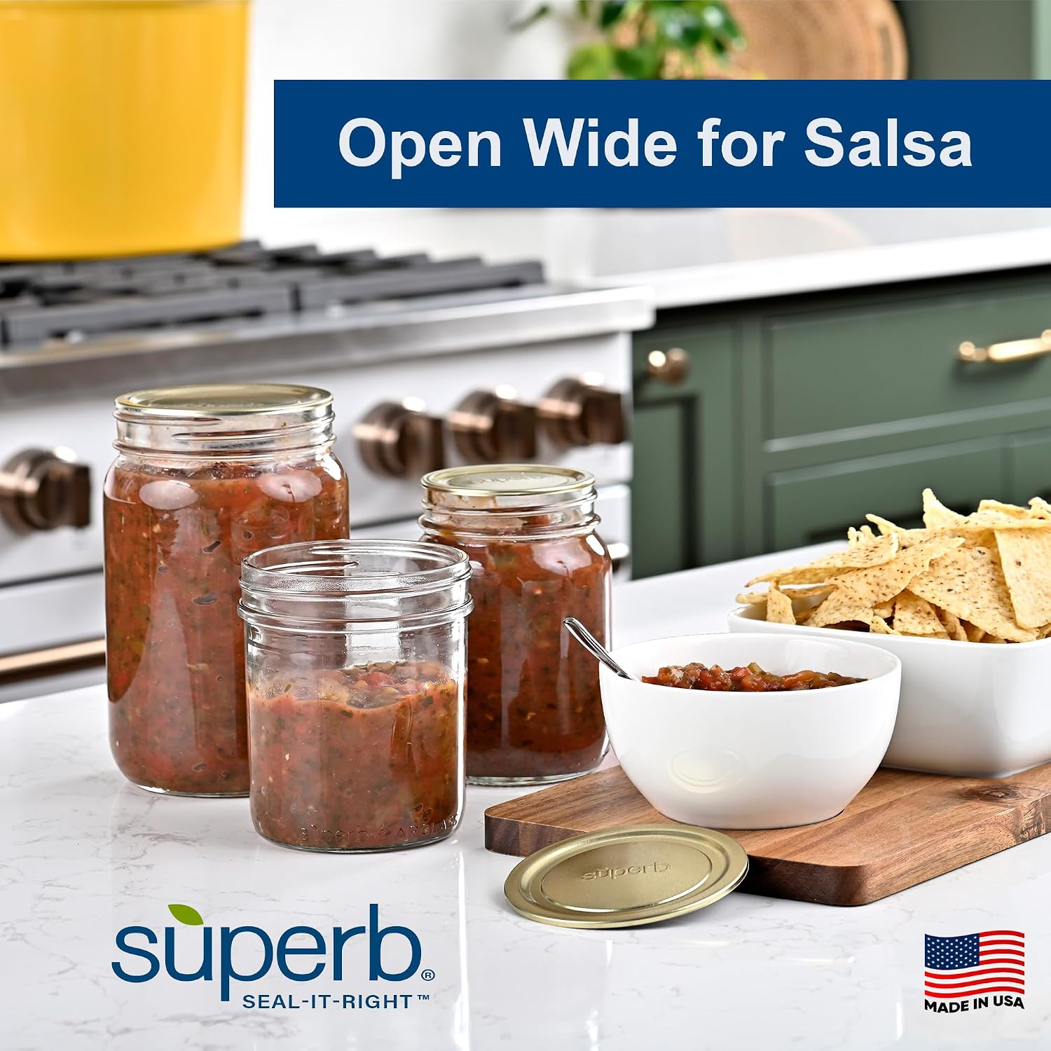 Superb Wide Mouth Mason Jar Canning Lids with Bands/Jar Rings – Made in the USA (24 Lids with Rings)