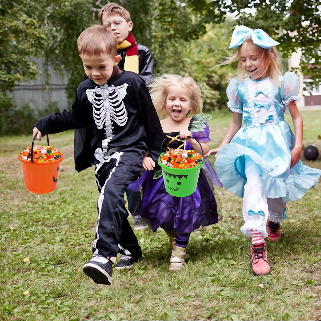 3 Pack Halloween Buckets, Orange Purple Green