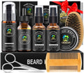 Beard Kit for Men Grooming & Care Set w/2 Pack Beard Serum, Wash, Oil, Balm, Comb, Brush, Scissor, Bag, EBook, Unique