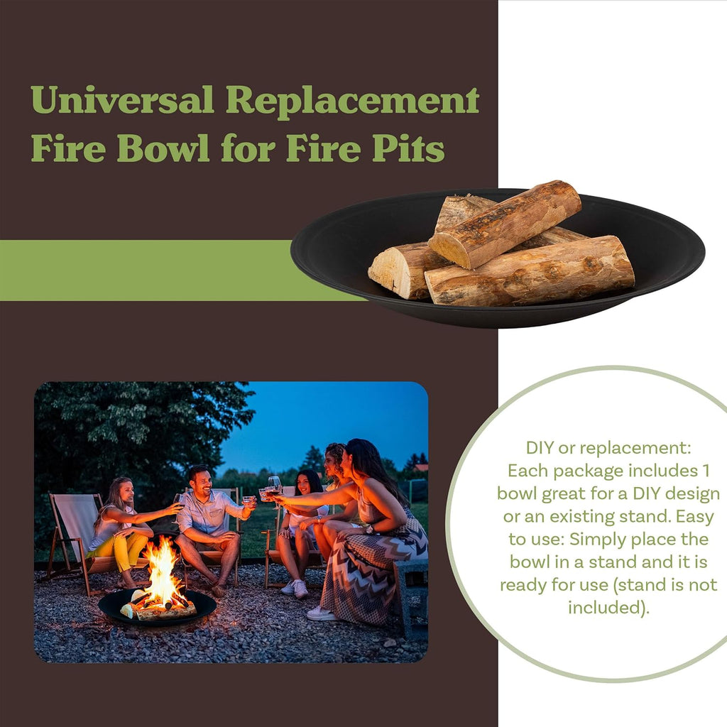 Fire Bowl - 24in Firepit Insert for DIY Fire Ring or Replacement - High Temp Finish - Firepits for Outside Wood