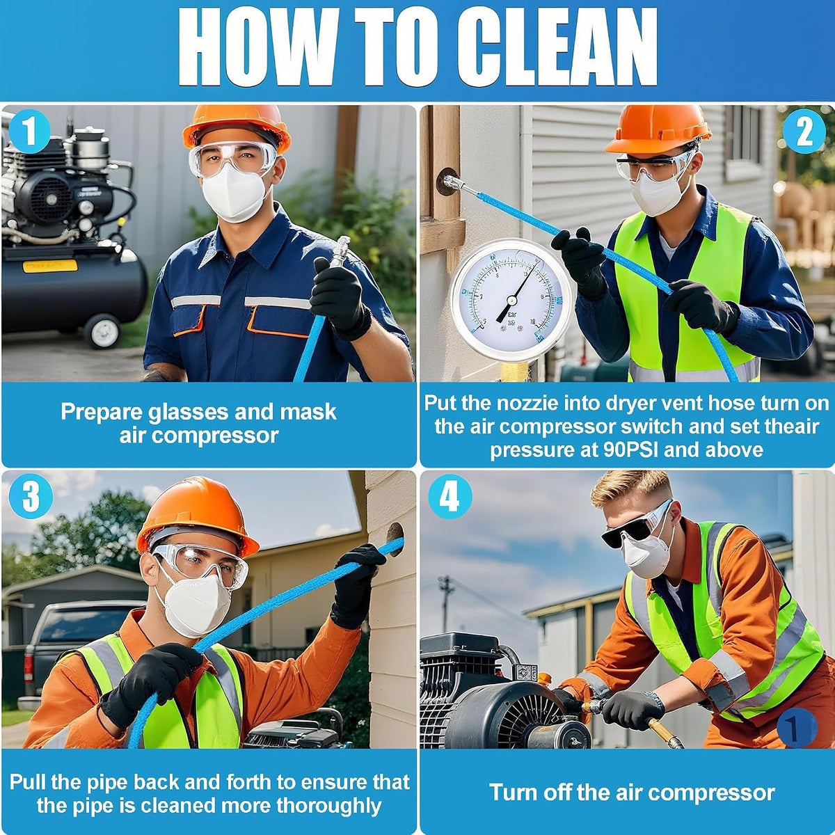 Dryer Vent Cleaner Kit 32FT, Improve Dryer Efficiency & Reduce Drying Time