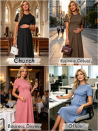 Maternity Work Dress Formal Business Office Blue