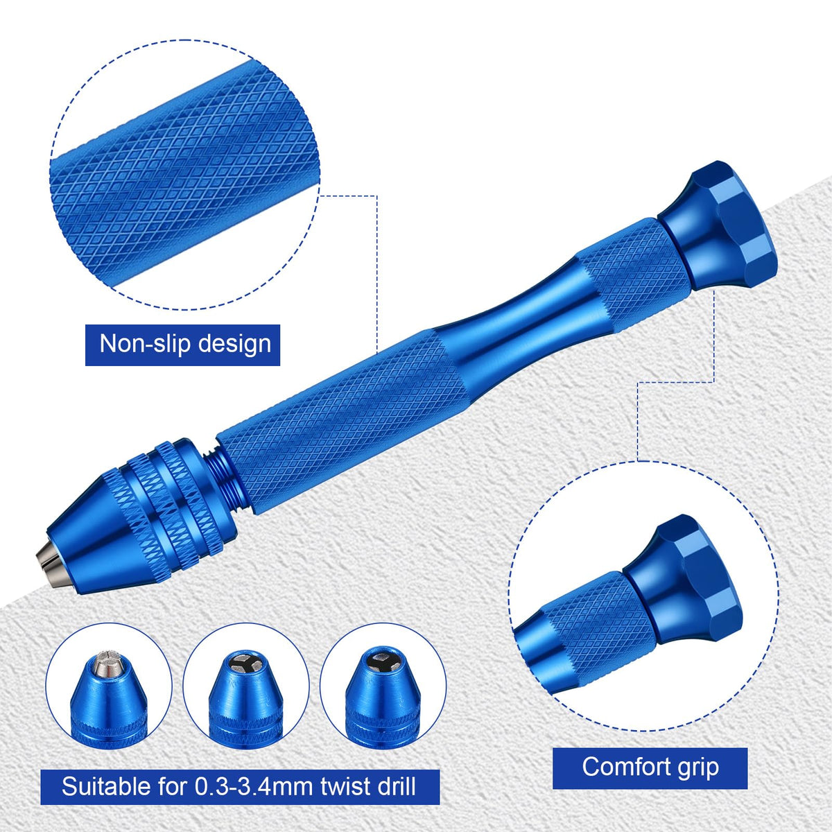 Mudder 36 Pcs Pin Vise Hand with Micro Drill Bits Set, Blue