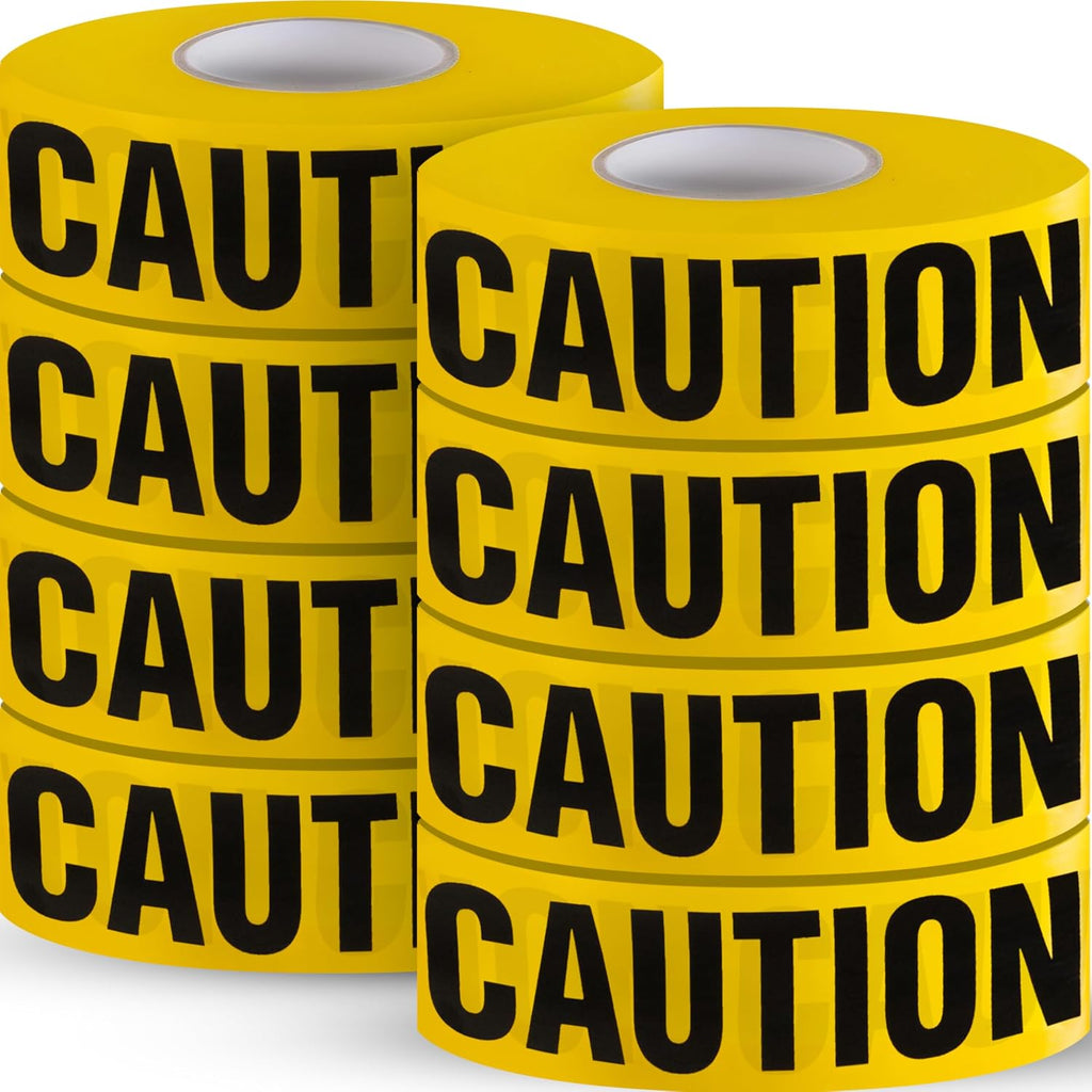 Premium Yellow Caution Tape Roll - 3 Inch X 1000 Feet - Pack of 8 | Bright Yellow Caution Tape Roll, for