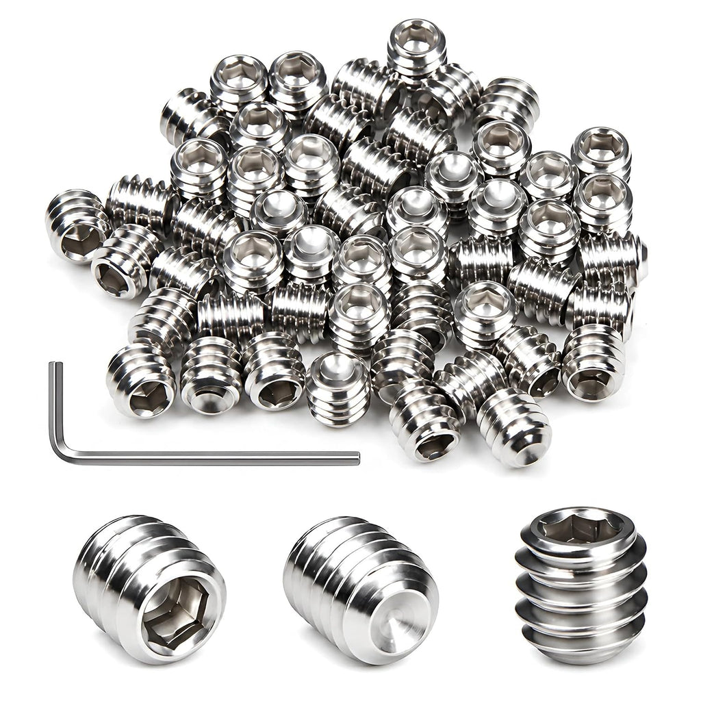 50Pcs 1/4-20 x 1/4" Set Screws, Hex Socket Grub Screws with Cup Point