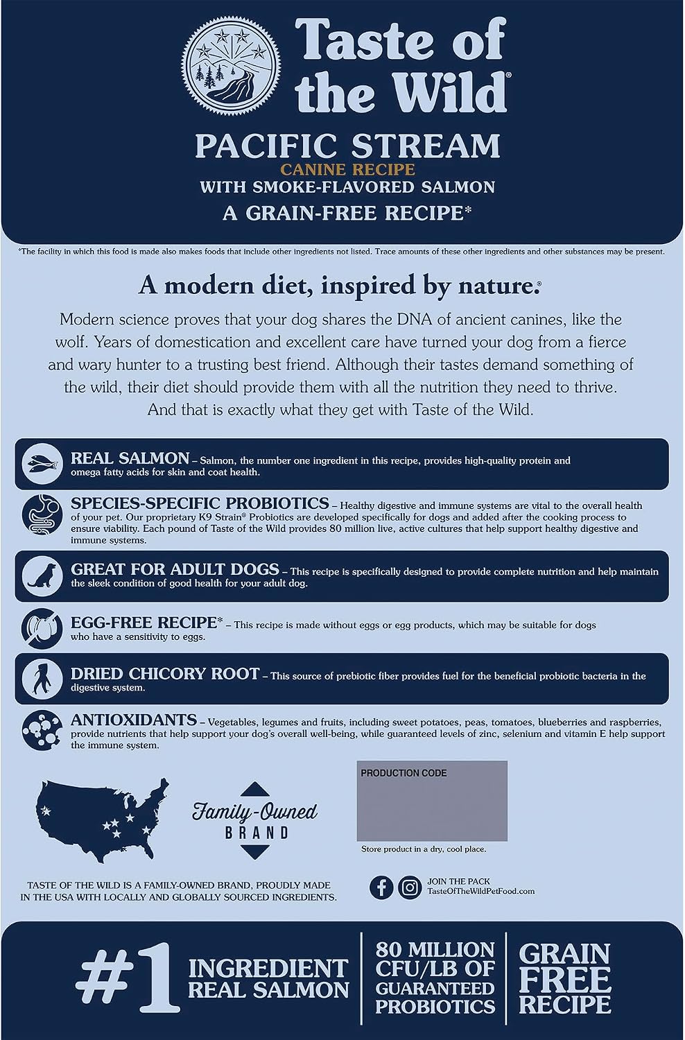 Pacific Stream Adult Dry Dog Food, Salmon, 28lb