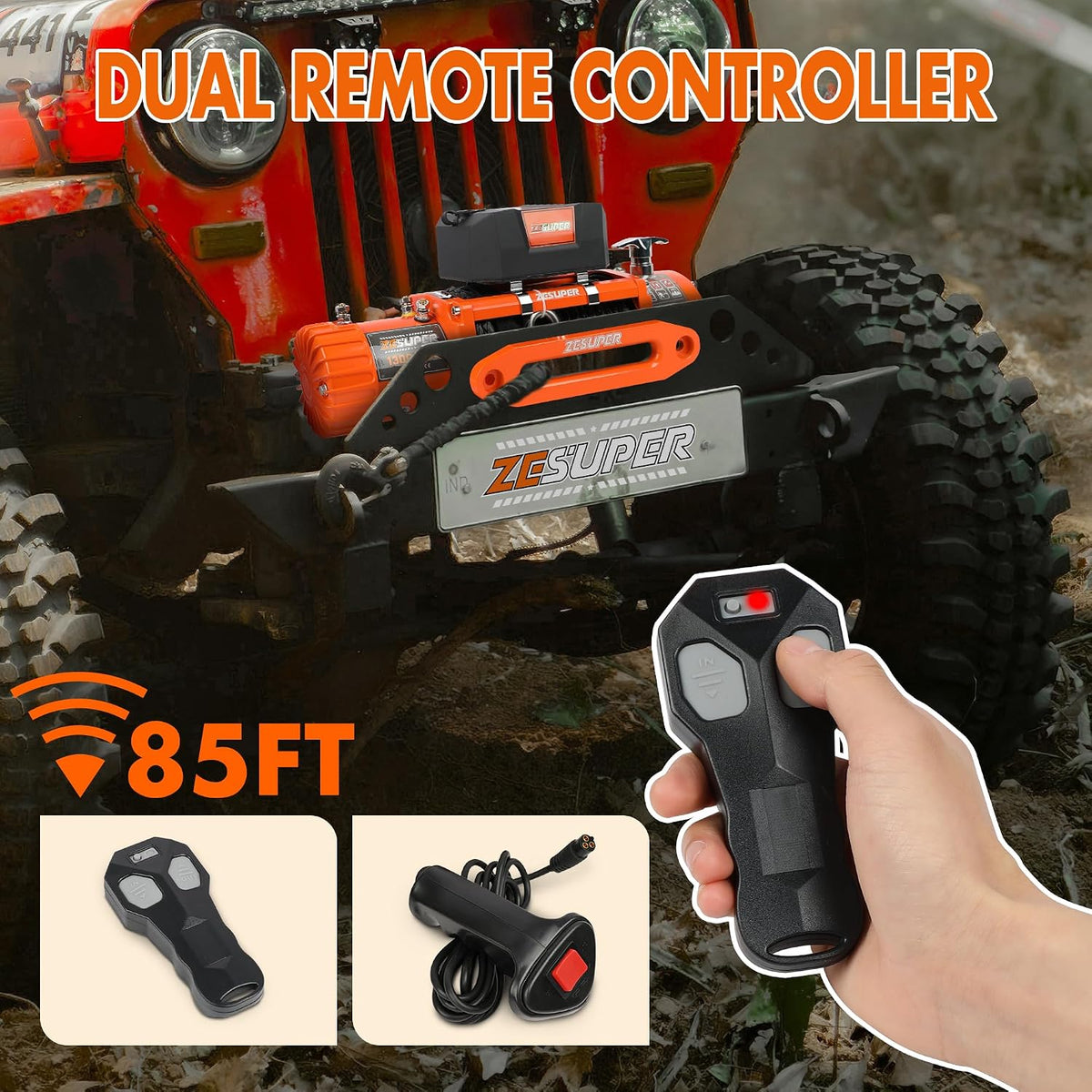 13000 lb Recovery Winch 12V IP68 Waterproof for Jeep Truck Trailer