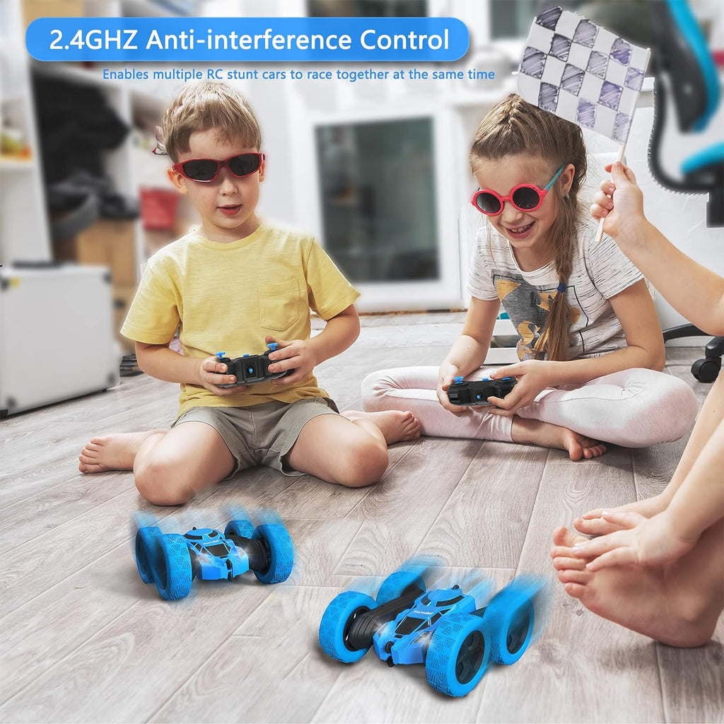 Remote Control Car for Kids, 360° Rotating RC Stunt Car Double-Sided 4WD Electric Vehicle with LED Lights, 2.4GHz
