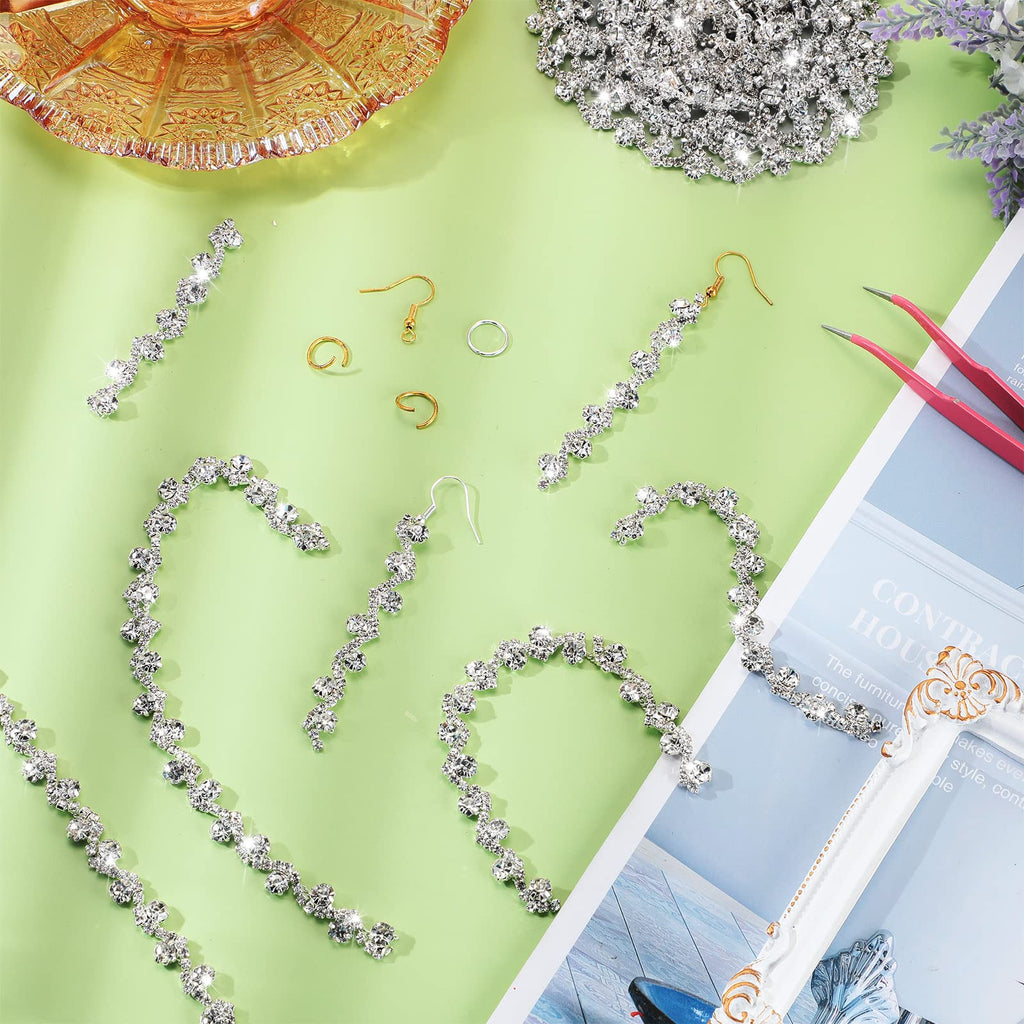 Rhinestone Trim Crystal Chain Sew on for Dress,3 Yards,White