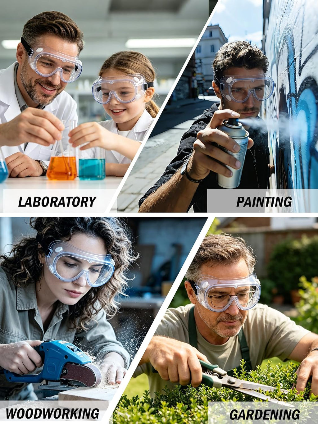 Safety Goggles Over Glasses, Anti Fog Protective Eyewear for Lab | Roomy frame fits most prescription glasses