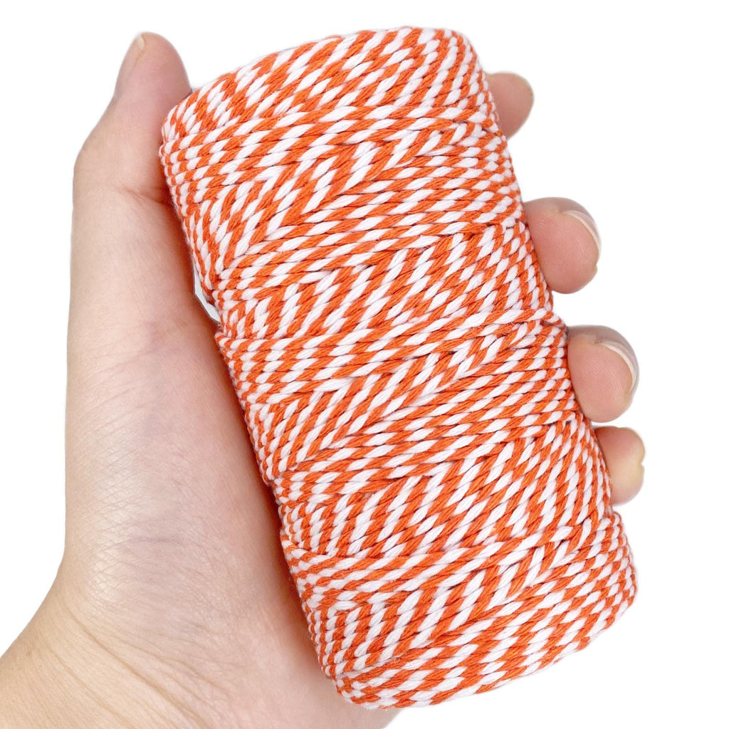 Twine String Orange and White Baker String 328 Feet 2mm Thick Christmas Halloween Twine String for Gift Wrapping DIY