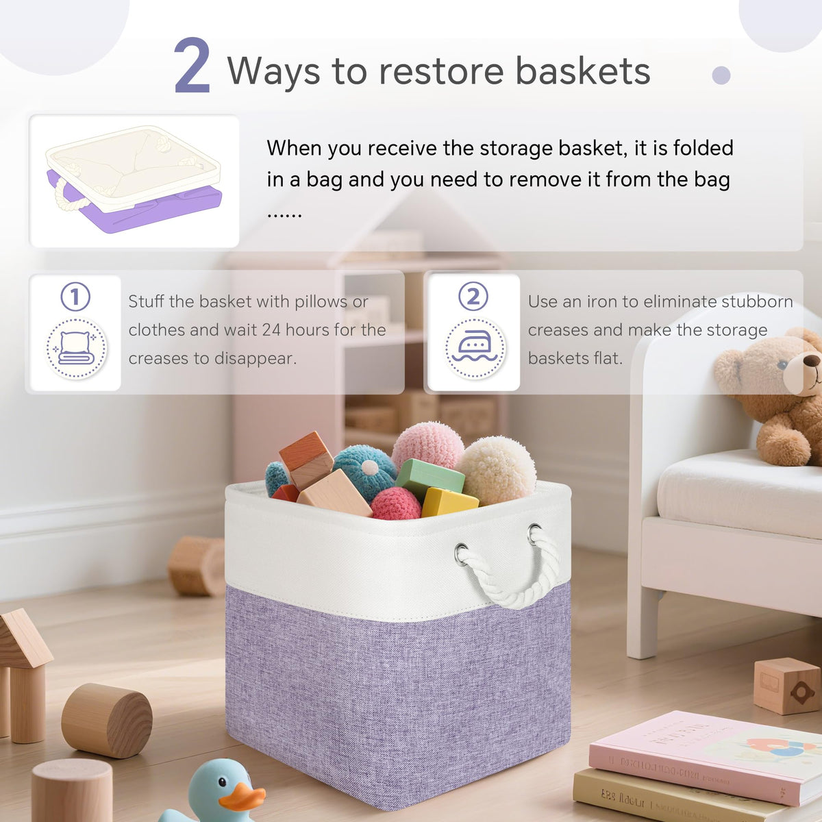 11 inch Cube Storage Bin with Handles 6 Pack