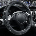 Bling Diamond Leather Steering Wheel Cover, With Sparkly Crystal Glitter Rhinestones Universal Fit 14"1/2-15" Car
