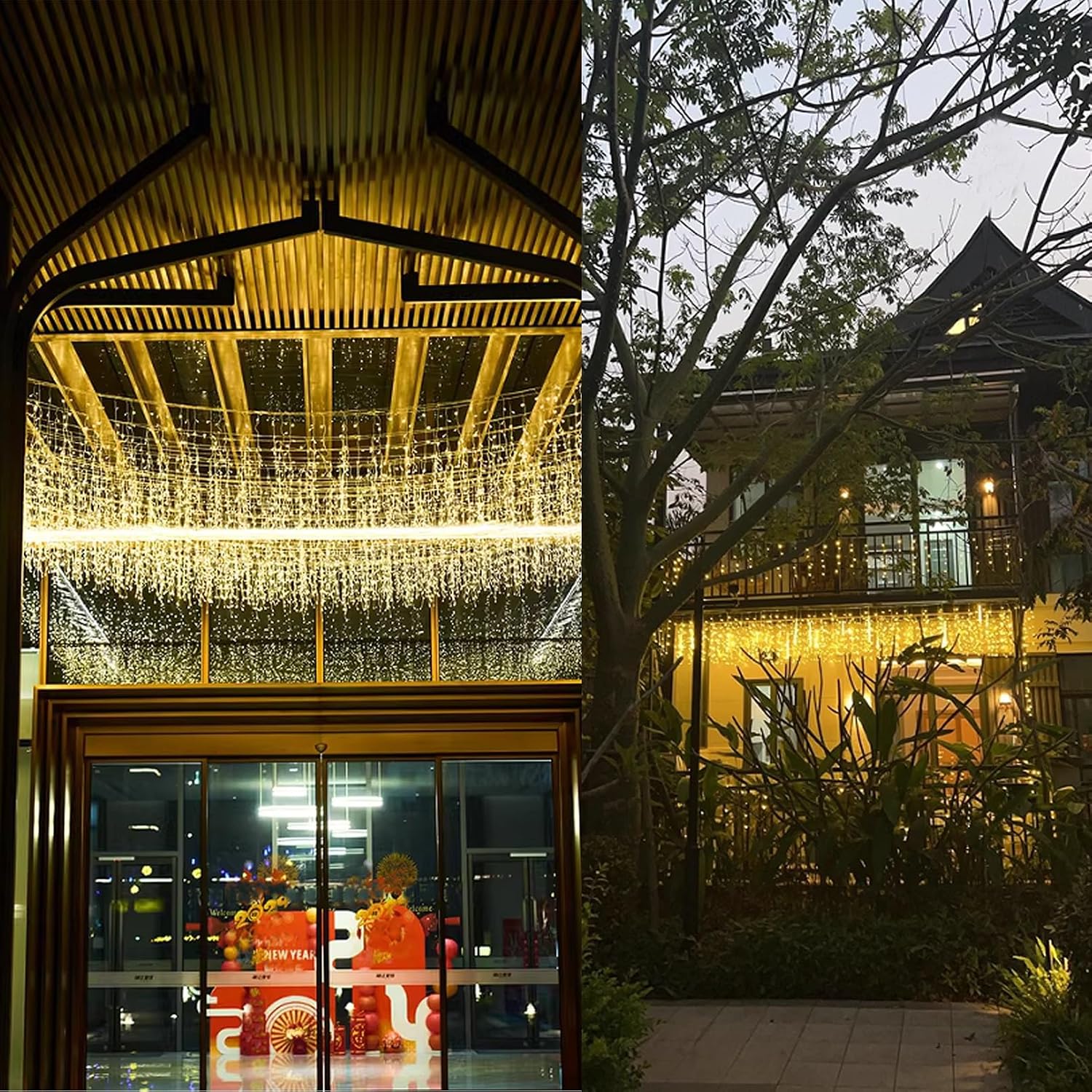 400 LED Icicle Lights Outdoor, 32.8 FT 80 Drops 8 Modes Christmas Twinkle Waterproof Connectable Fairy String Lights