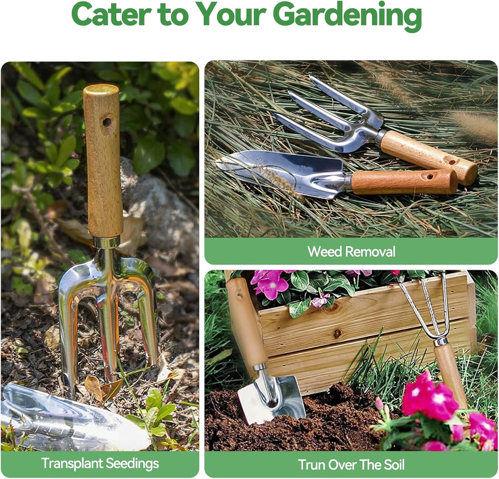 Gardening Tools 9-Piece Heavy Duty Garden Hand Tools with Fashion and Durable Garden Tools Organizer Handbag