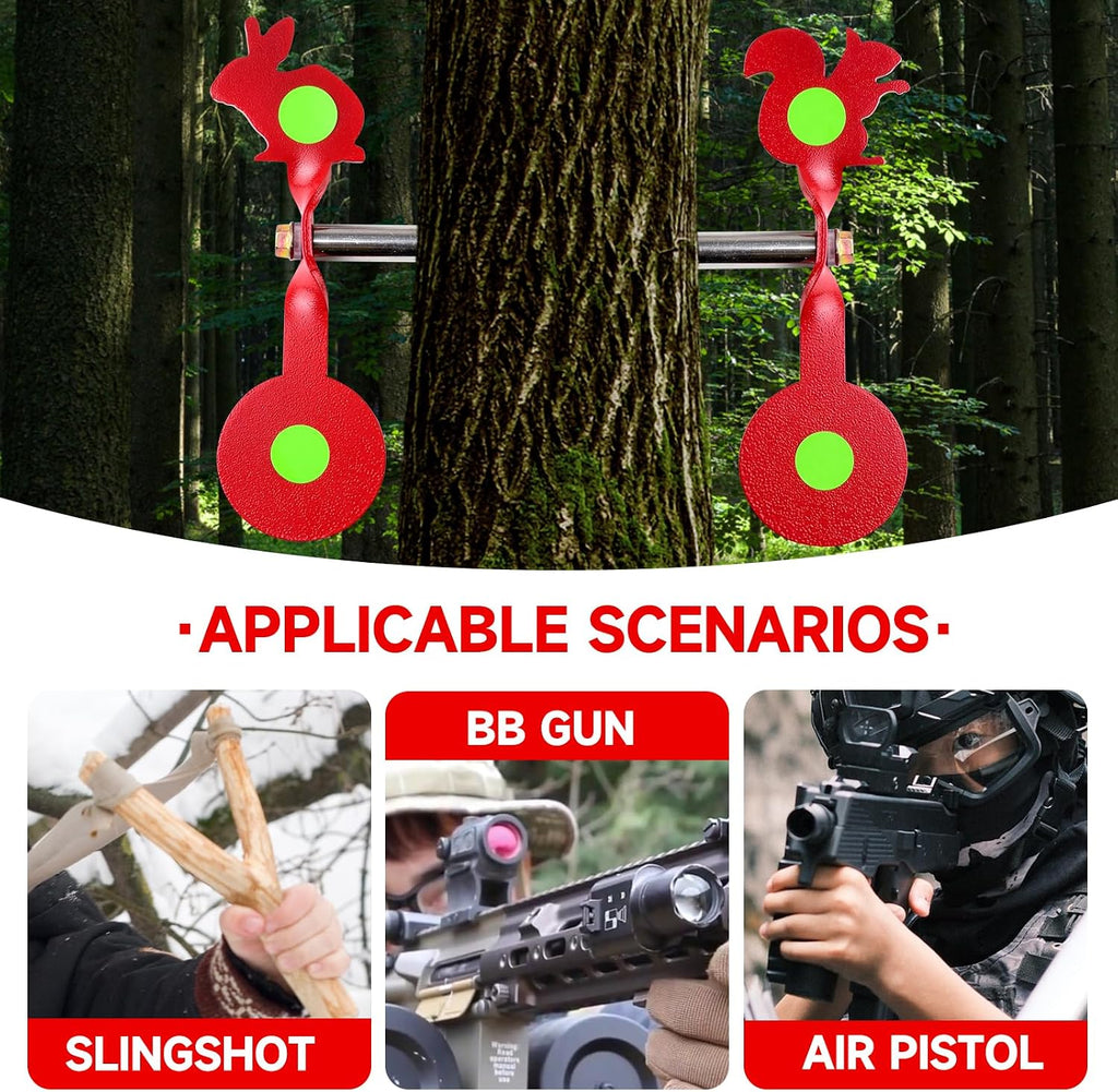 BB Gun Targets Set Hunting & Shooting Targets Spinning Steel - Bear, Bird, and Rooster Sets Three Different Designs