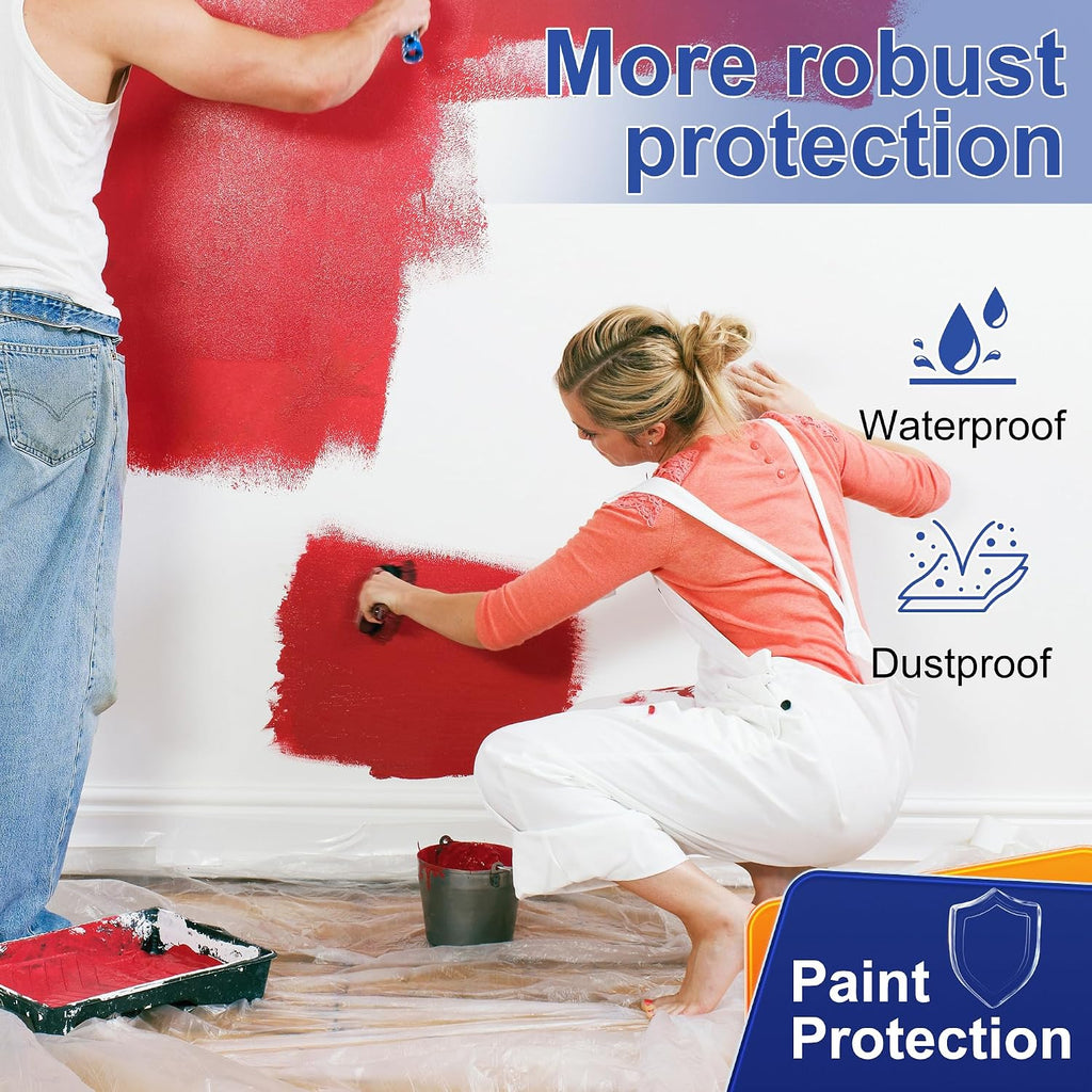 Plastic Drop Cloths, 1Mil Thick, 9x12 Ft, Thickened Painter's Sheeting