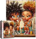 Fashion Little Girl 1000 Piece Jigsaw Puzzle for Adults Black Girl Makeup Scene Puzzle Beauty Theme Friendship