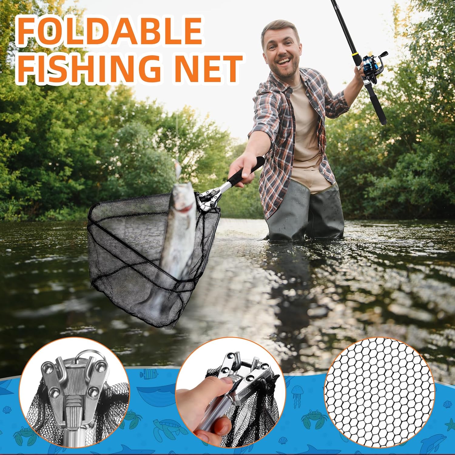 Telescopic Fishing Rod and Reel Combo 2 Pcs Collapsible Fishing Pole Kit with Plier Lip Gripper Lures Carrier Bag