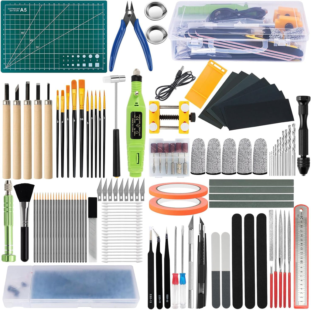 Gundam Tool Kit, 170 Pcs Professional Model Tool Kit for Gundam, Model Kit Tools with Decals Sticker Operated Box