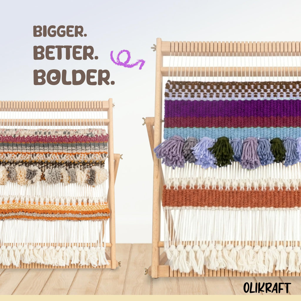 Wooden Weaving Loom, Adjustable Stand (Extra Large)