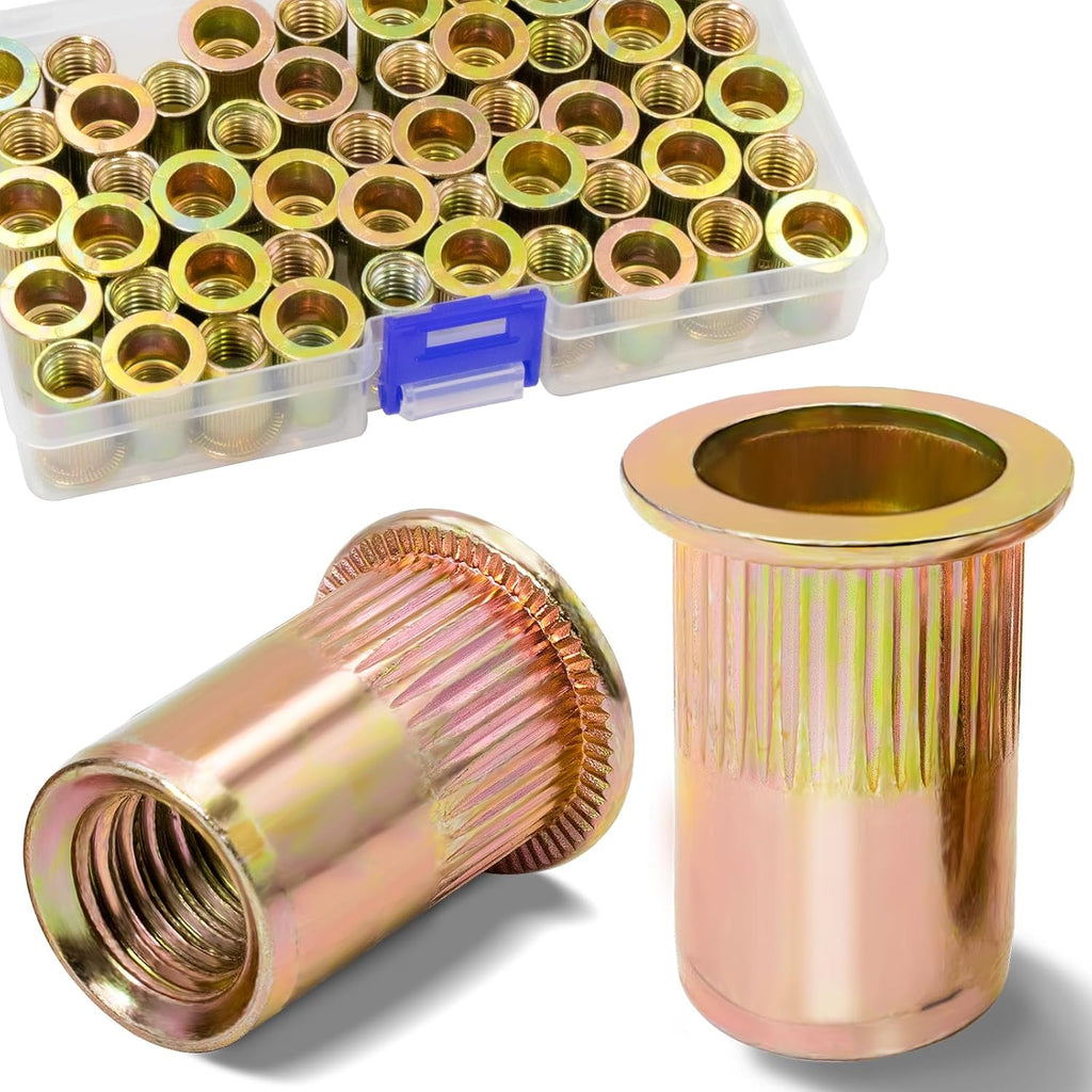 M10-1.5 Rivet Nut,50Pcs Zinc Plated Threaded Rivnuts Inserts