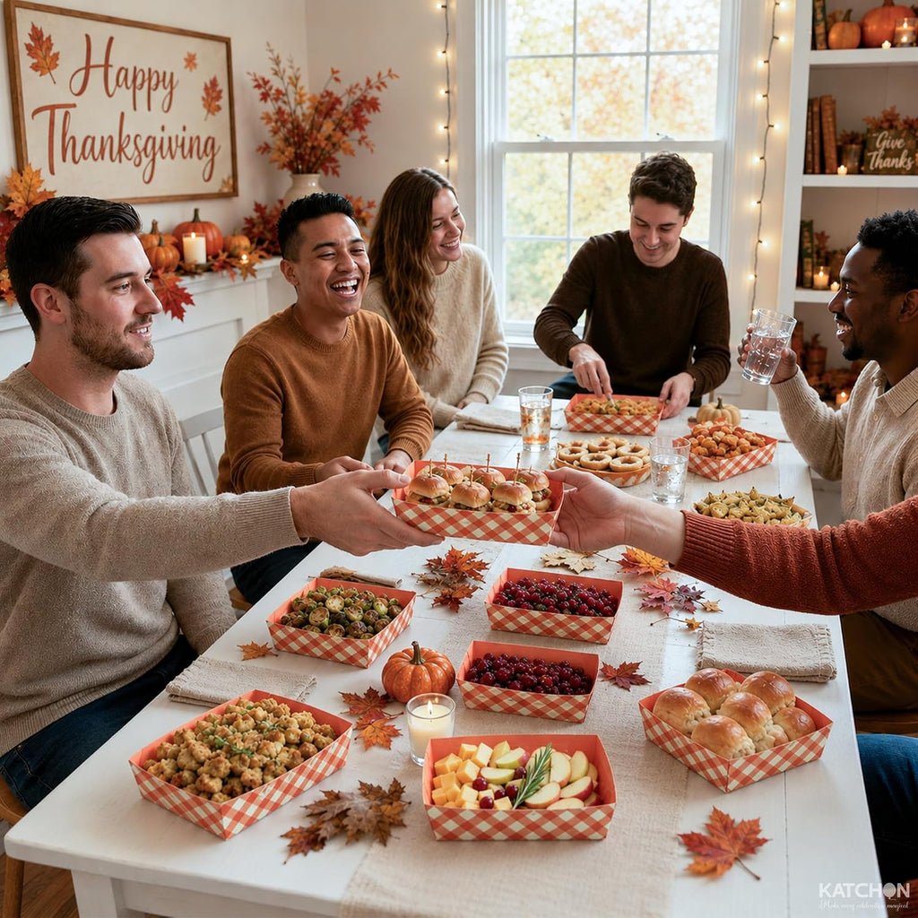 Fall Paper Food Trays, Fall Disposable Paper Plates - 50 Pack