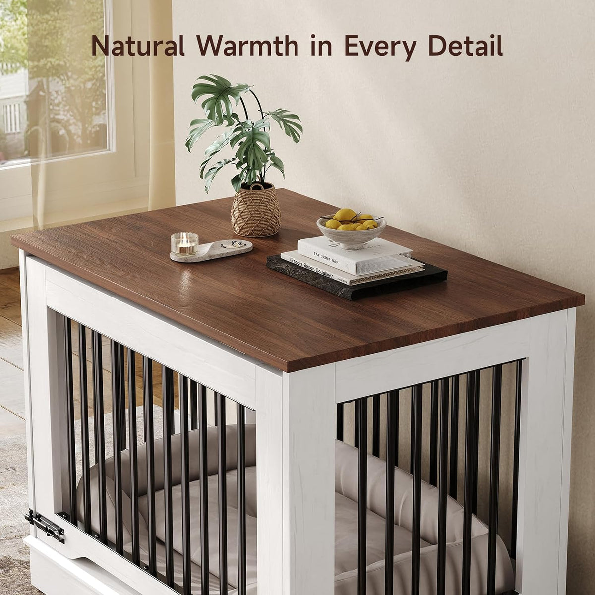 32 Inch Flip-Up Door Dog Crate Furniture for Medium Dogs