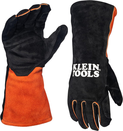KLEIN TOOLS MIG Welding Gloves, Split Cowhide Leather, Flame-Resistant Fleece Liner, Reinforced Palm, Thumb, and