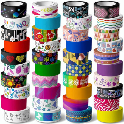 40 Rolls Washi Tape Set - 15 mm Wide Colored Decorative Tape for DIY Crafts, Junk Journal Supplies, Scrapbooking