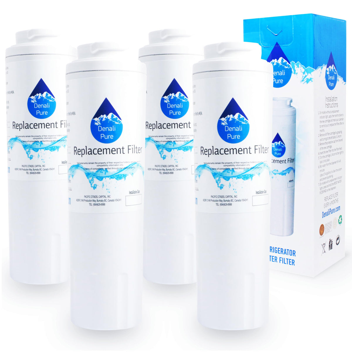 4-Pack Replacement for KitchenAid KFXS25RYMS4 Refrigerator Water Filter