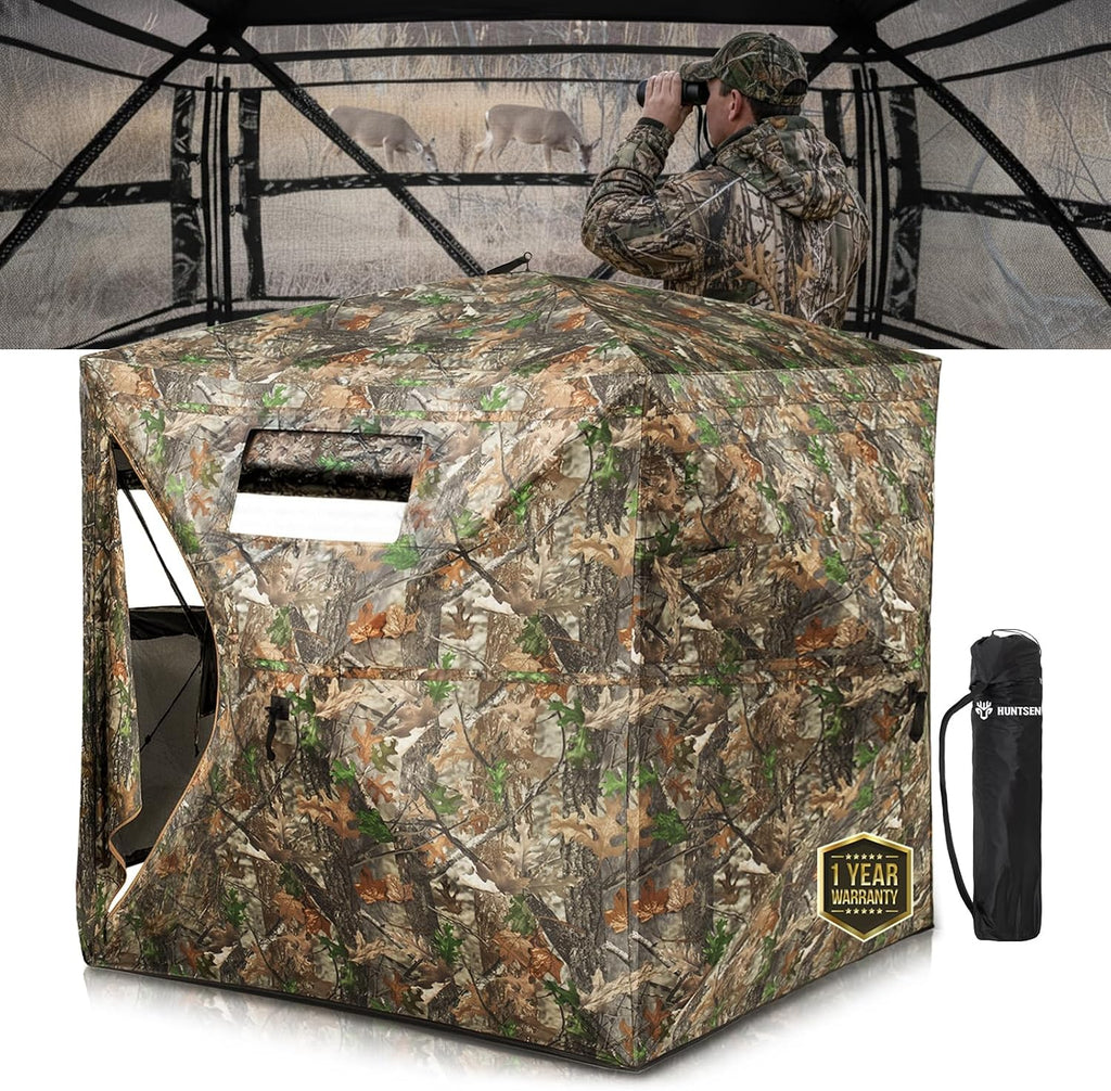 Portable Hunting Blind - 270°/360°See Through with Waterproof Floor Mat | Detachable Ground Mat, Silent Adjustable