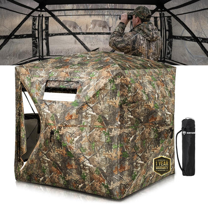 Portable Hunting Blind - 270°/360°See Through with Waterproof Floor Mat | Detachable Ground Mat, Silent Adjustable
