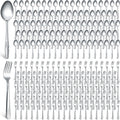 200 Pieces Forks and Spoons Silverware Set Stainless Steel Dinner