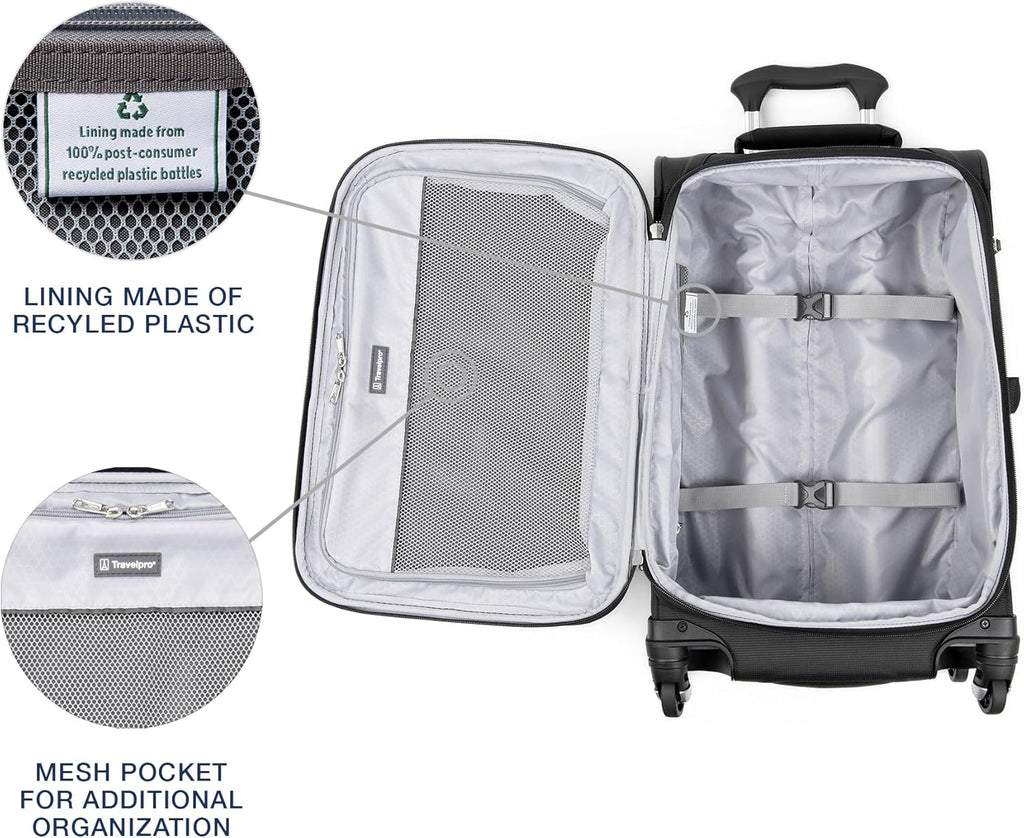 Maxlite 5 Softside Expandable Luggage with 4 Spinner Wheels, Lightweight Suitcase, Men and Women, Black, Carry-on