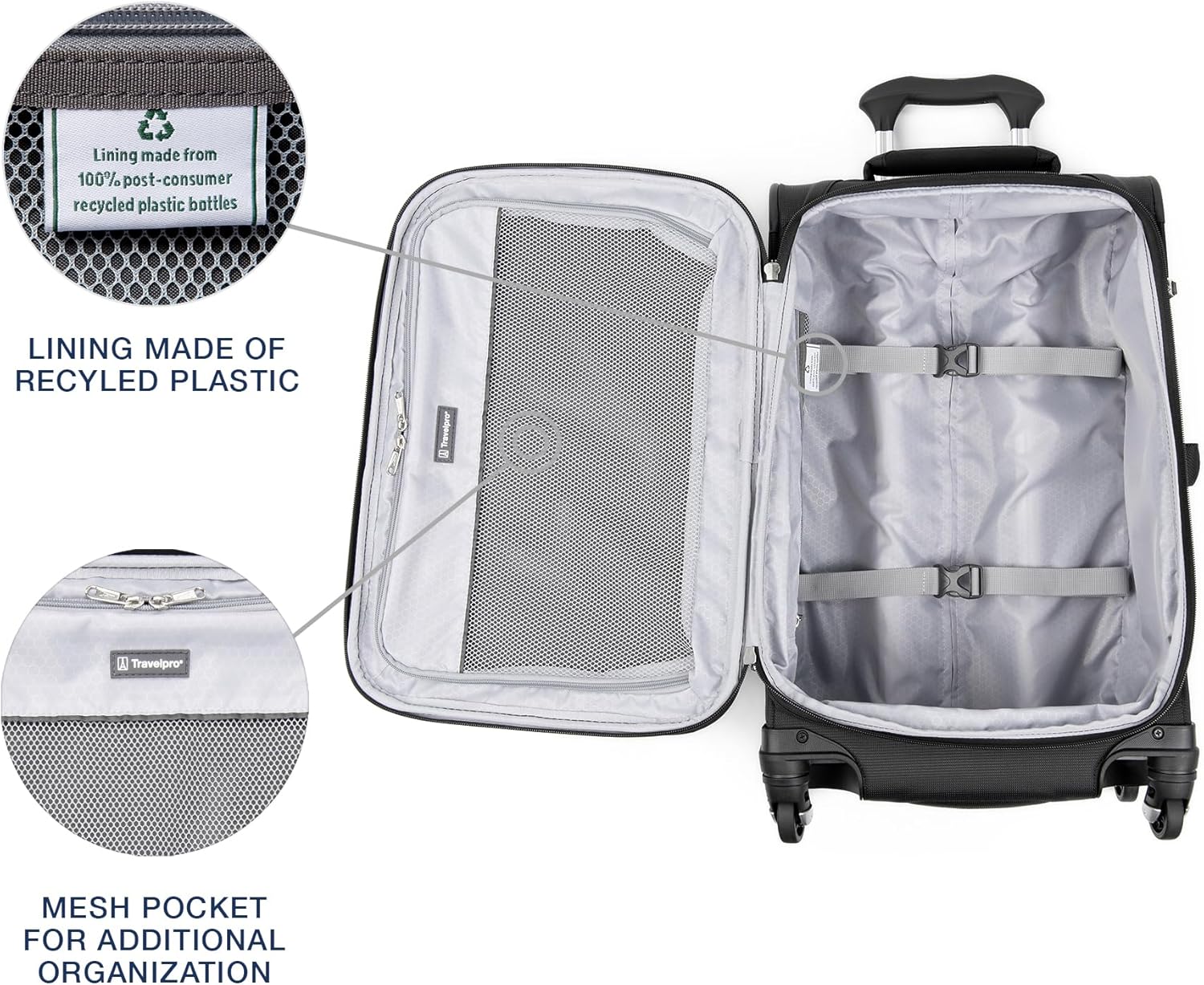 Maxlite 5 Softside Expandable Luggage with 4 Spinner Wheels, Lightweight Suitcase, Men and Women, Black, Carry-on