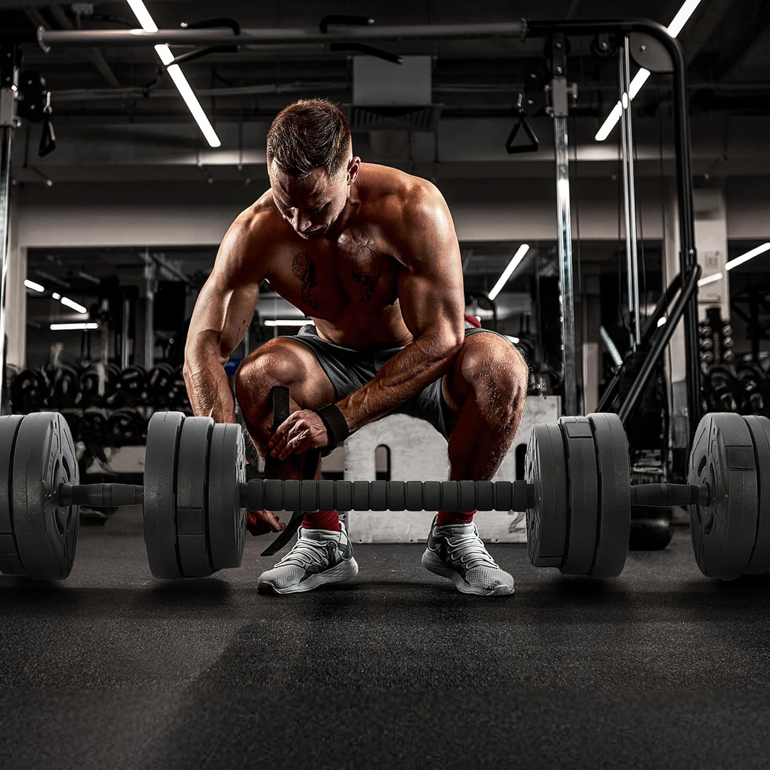 Adjustable Dumbbells, 60lbs Free Weight Set with Connector, Multiple Function Dumbbells Set Barbell, Kettlebells