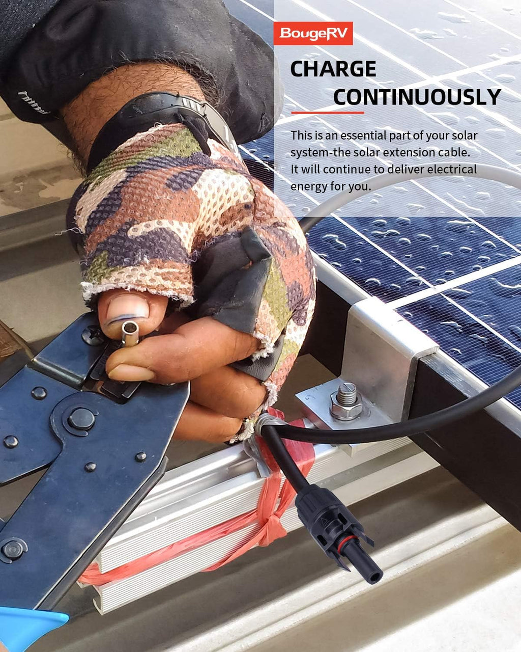 30 Feet 10AWG Solar Extension Cable with Female and Male Connector | with Extra Pair of Connectors Solar Panel