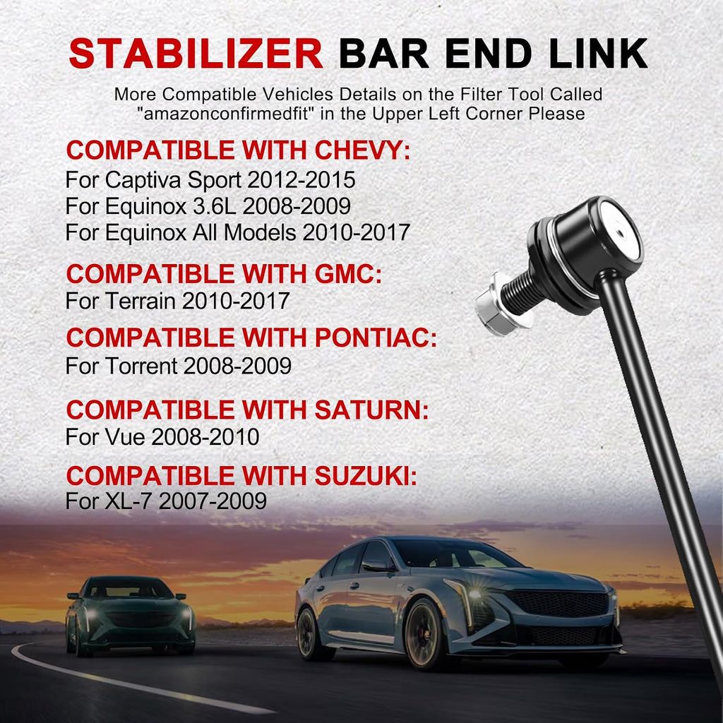 2Pcs K750188 K750189 Front Sway Bar Link Kit Compatible with Chevy Equinox for GMC Terrain 2010-2017, Suspension Stabilizer Bar End Links for Pontiac Torrent 2008-2009, Saturn Vue 2008-2010