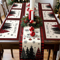 7 Pcs Christmas Table Runner and Placemats Set, Serve 6