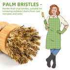 Bamboo Dish Scrub Brush,Produce Brush,2 Pack with Ceramic Holder