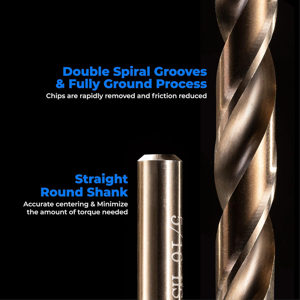 amoolo 1/8" inch Cobalt Drill Bits, 10pcs