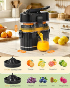 Dual-Head Electric Orange Juicer, Built-in Cutter Citrus Juicer Squeezer with Power Cord & Cleaning Brush, One-Touch