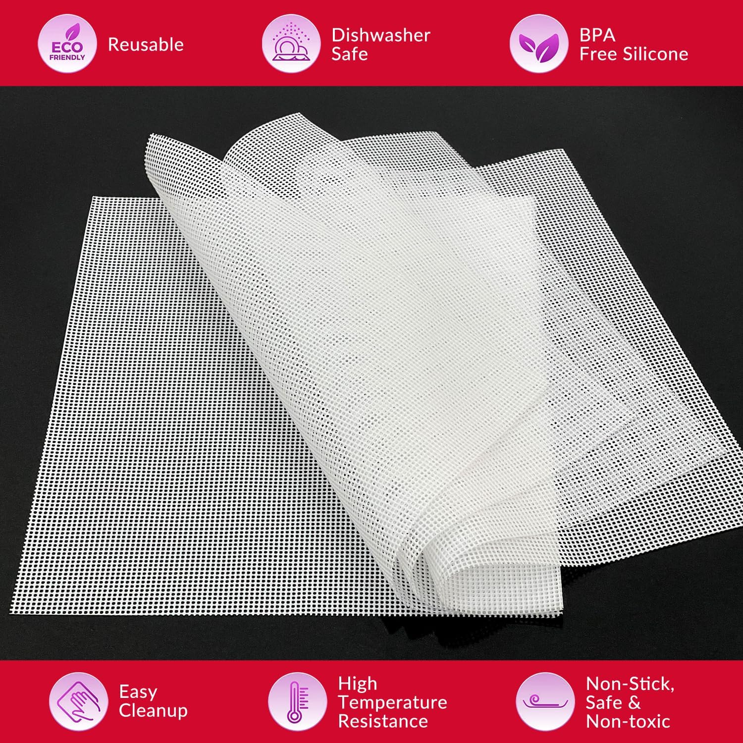 Silicone Dehydrator Sheets for COSORI CFD-P501-SUS, 10 x 9 Inch Non-Stick BPA Free, Pack of 5 (Premium Reusable Food