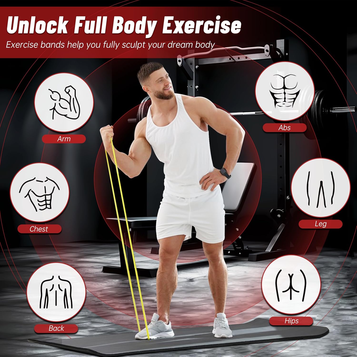 Resistance Bands for Working Out, 4-Level Pull Up Assistance Bands, Exercise Bands for Women & Men, Stretch Workout