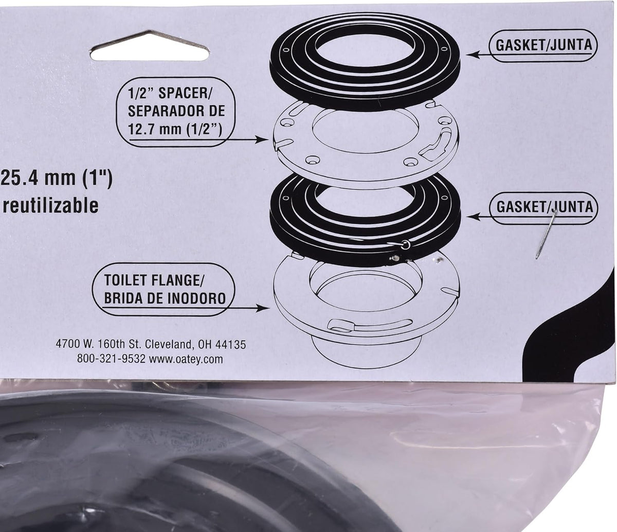 Oatey 43645 Closet Flange Spacer Kit with Gaskets, 1/2 in. Spacer, Closet Bolts, and Shims