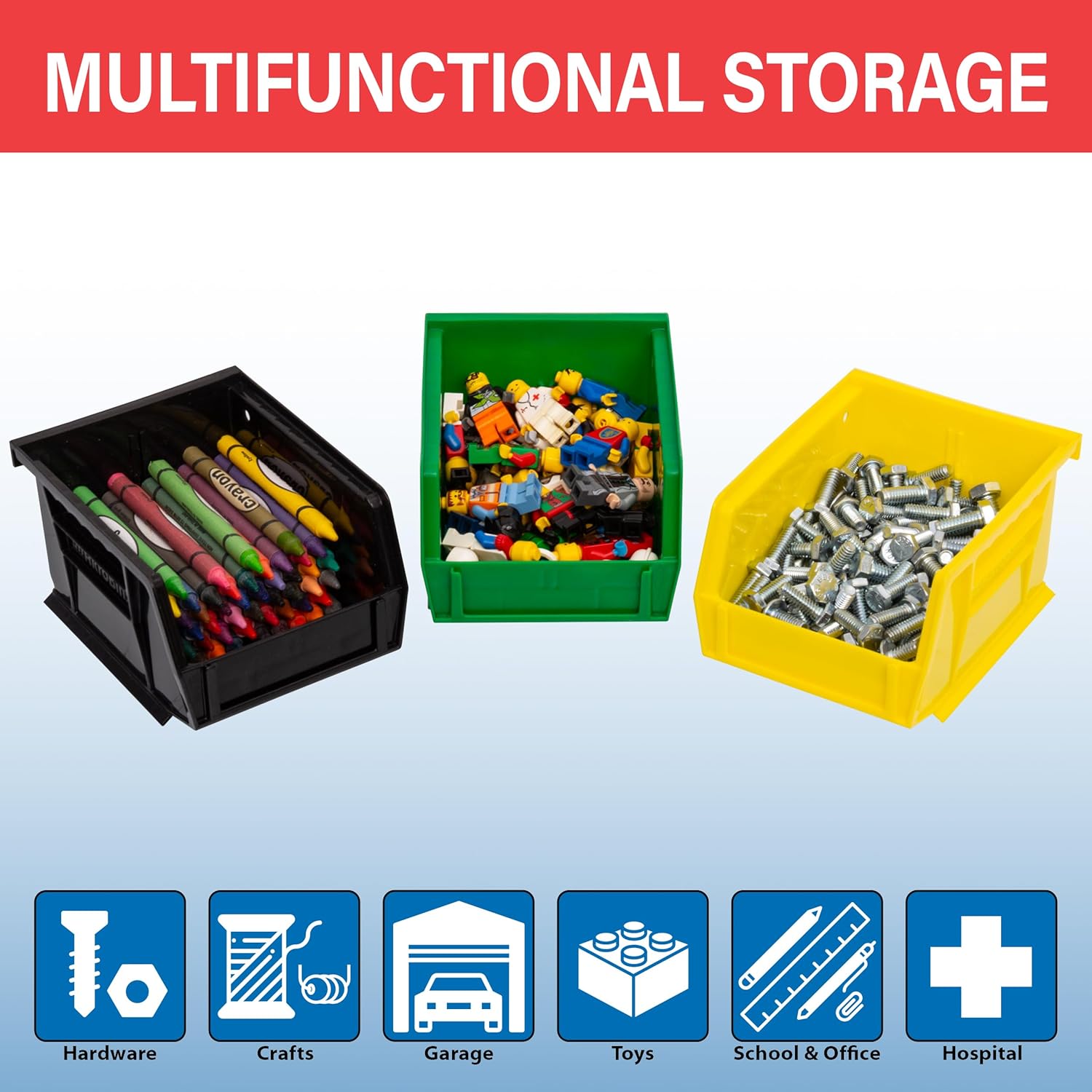 30210 AkroBins Plastic Storage Bins, 5"x4"x3", Yellow, 6-Pack | Space-Saving Stackable Bins for Garage, Pantry, Craft
