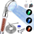 LED Shower Head with Handheld, High Pressure Shower Head with Hose, Holder & PTFE Tape etc, 3 Water