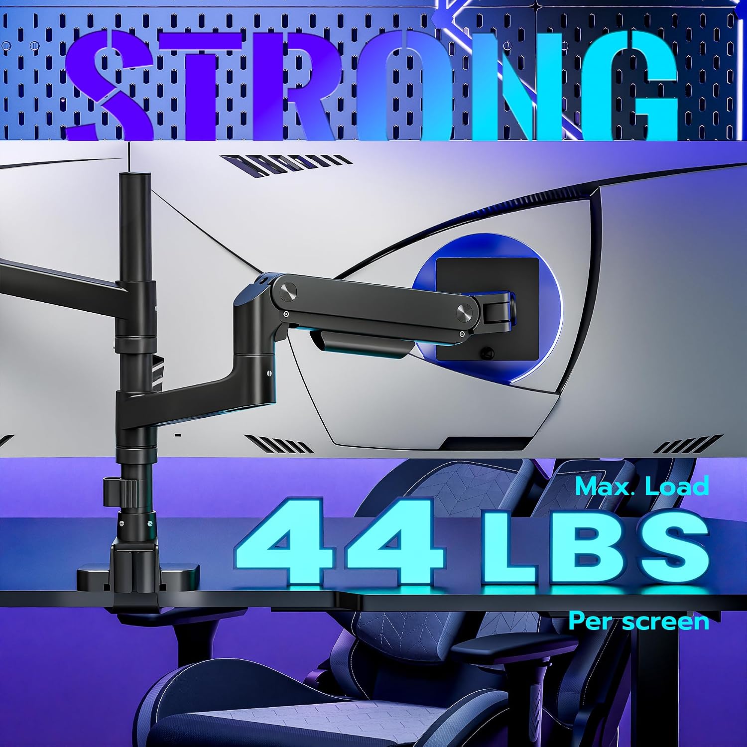 Dual Monitor Arm Desk Mount for 17-49 Inch Monitors Holds 44 lbs, Black | Heavy Duty Monitor Mount Stacked Monitor
