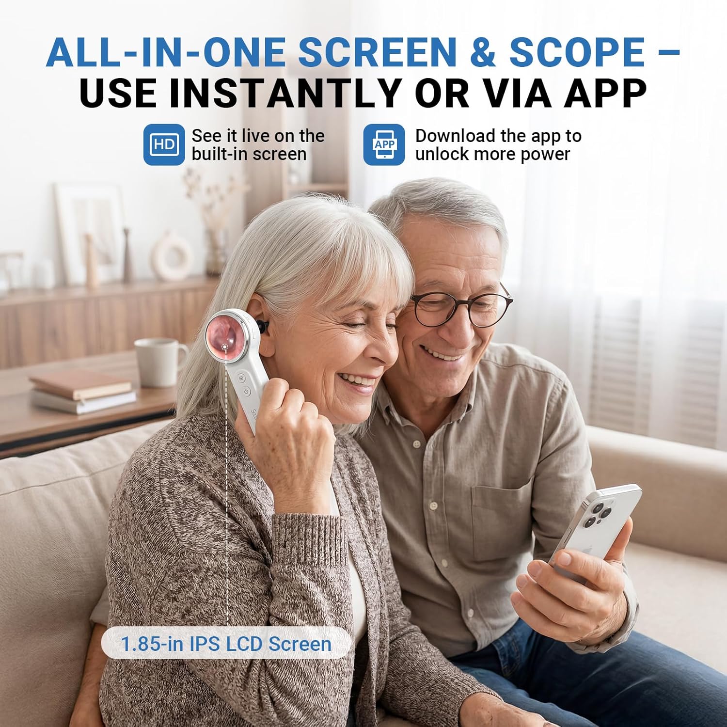 WiFi Digital Otoscope with IPS Screen, 720P HD Otoscope Camera for Home Use